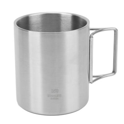 Κούπα Κάμπινγκ Εξωτερικού Χώρου Ανοξείδωτη Κούπα Κάμπινγκ Διπλού Τοιχώματος Κούπα Καφέ με Πτυσσόμενη Λαβή για