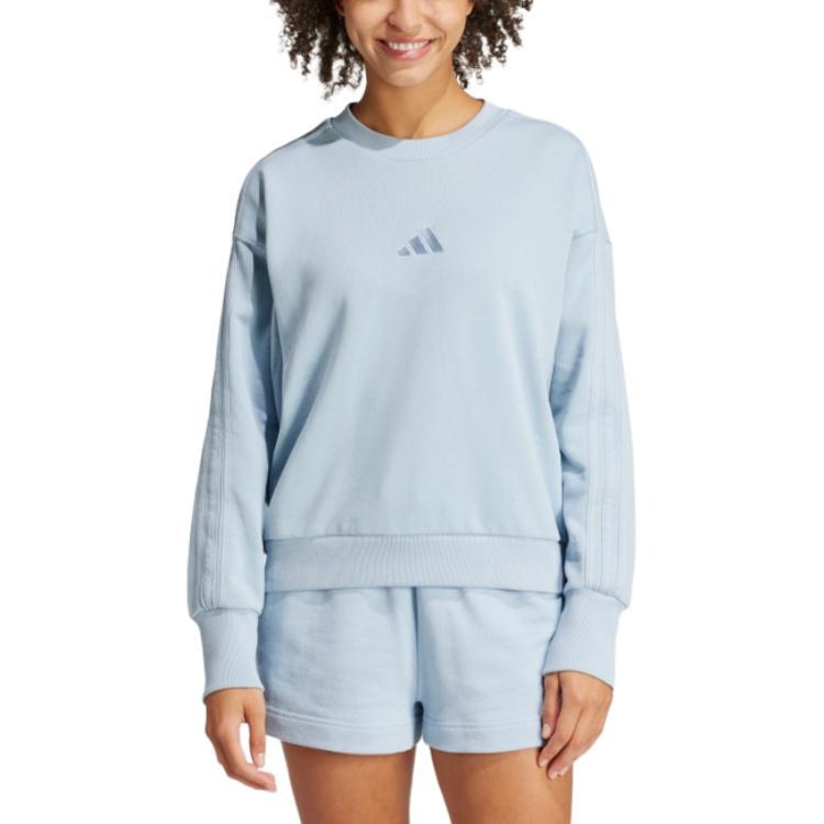 adidas Lässiger Rundhals Pullover mit langen Ärmeln Sweatshirt Damen Sweatshirt Blau IY6852