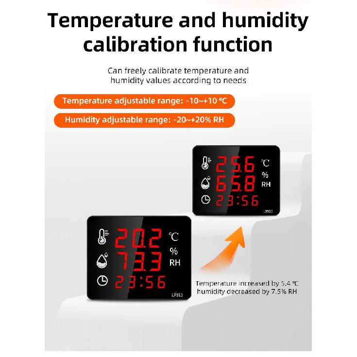 Digital Hygrometer Outdoor Indoor Sauna Thermometer WIth Alarm Digital Wall Clock Temperature Meter And Sensor