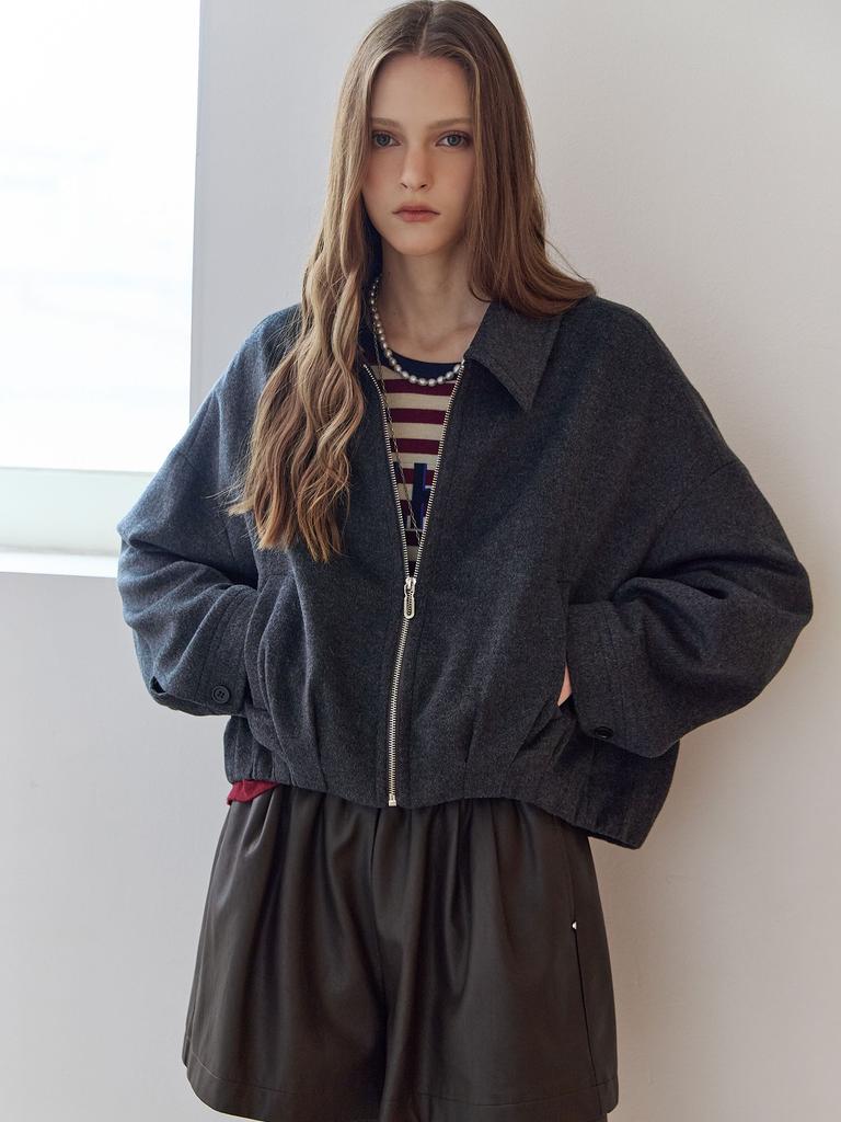 Maxza Shirt Collar Handmade Zip-Up Jacket