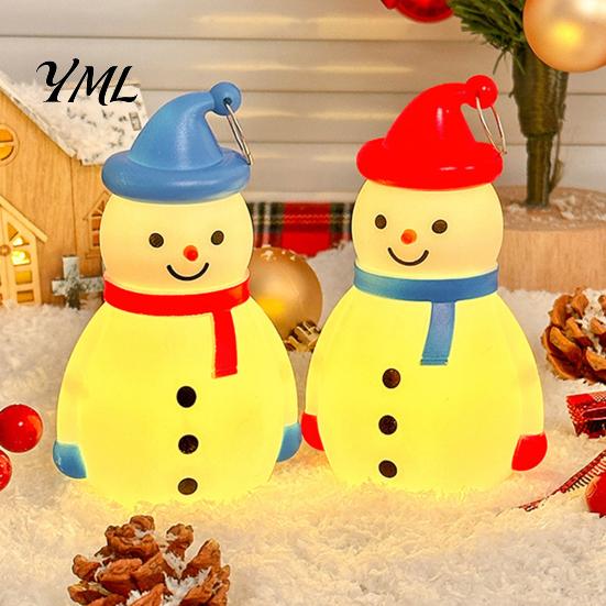Cute Cartoon Snowman Light Christmas LED Night Light, Portable Desk Lamp with Hanging Ring for Warm Glow Ornament Holiday Party Decor, Desktop