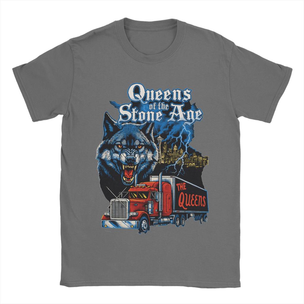 Queens of the Stone Age Musikband T-Shirt Herren Amerikanische Rockmusik Vintage Baumwoll-T-Shirts Sommer-T-Shirts Aufdruck Übergroße Oberteile