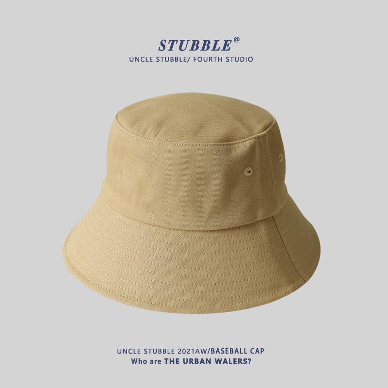 Japanese Style Unisex Wide Brim Bucket Hat, Large Head Circumference, Plain Color, Sun Protection, Face Slimming, In Stock L (58-61cm) for large head circumference хаки