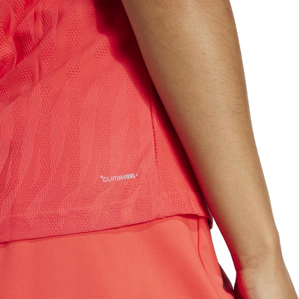 Adidas Freelift Short Sleeve Tennis Red Women's ClimaCool+ T-Shirt, KVG94, Semi-Silent (JD4284)