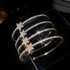 Fashion Sparkling Rhinestone Hoop Earrings for Women Star Exaggerated Round Earrings Buckle Luxurious Party Jewelry Accessories