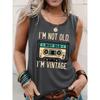 Simple retro printed vest for women's casual daily top