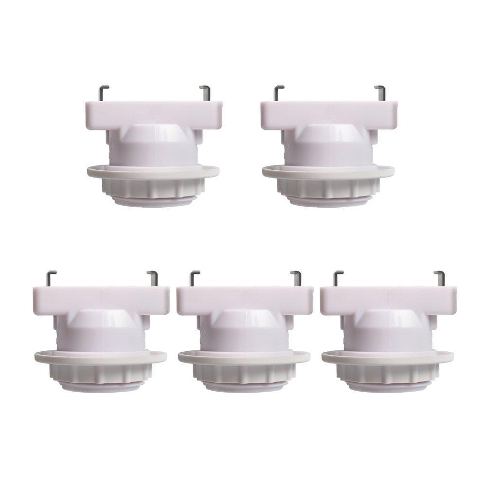 DiCUNO Square Ceiling Bulb Socket for E26 Base, White, 5-Pack