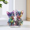 Statuetta di Gatto Colorata Ornamenti Miniatura di Gatto Colorato Sculture di Gatto Acrilico 2D Decorazione per la Casa Scultura di Animale a Colori Per Gatto