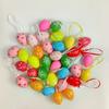 24Pcs Plastic Easter Eggs Hanging Ornament Easter Tree Basket Colorful Eggs Decoration Happy Easter Party Kids Gift Home Decor