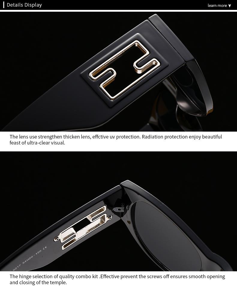  New Modern Retro Large Square Frame Metal Accessories Sunglasses 9217