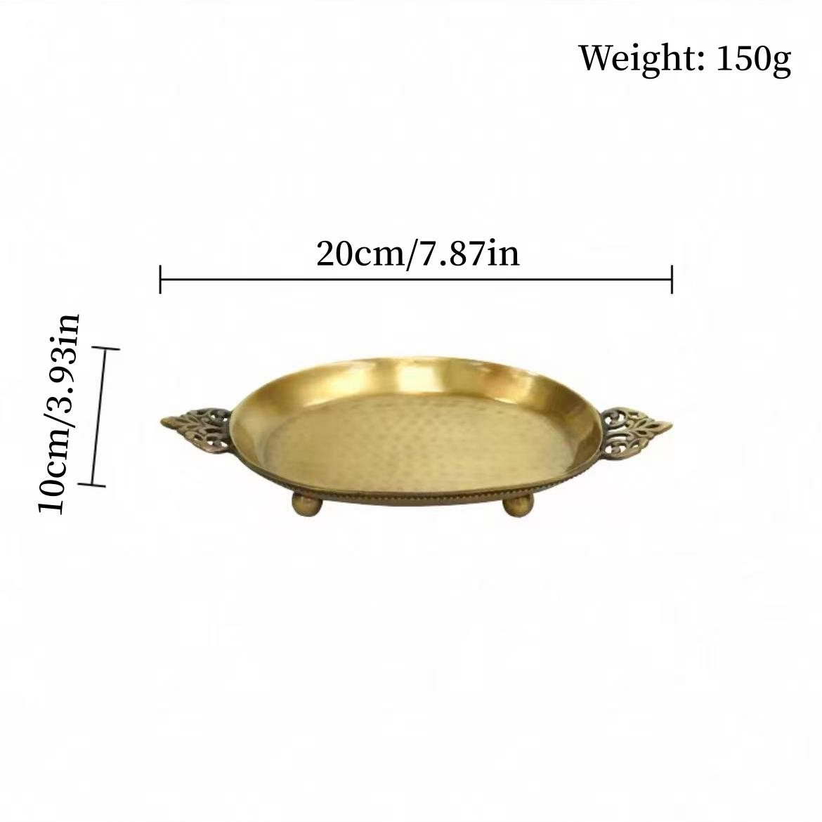 European & American Style Fruit Tray Handcrafted Vintage Hammer Texture Brass Openwork Handle Coffee Table Fruit Storage Tray