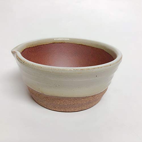Banko Ware Grooveless Mortar (Half White) Small with Japanese Pestle