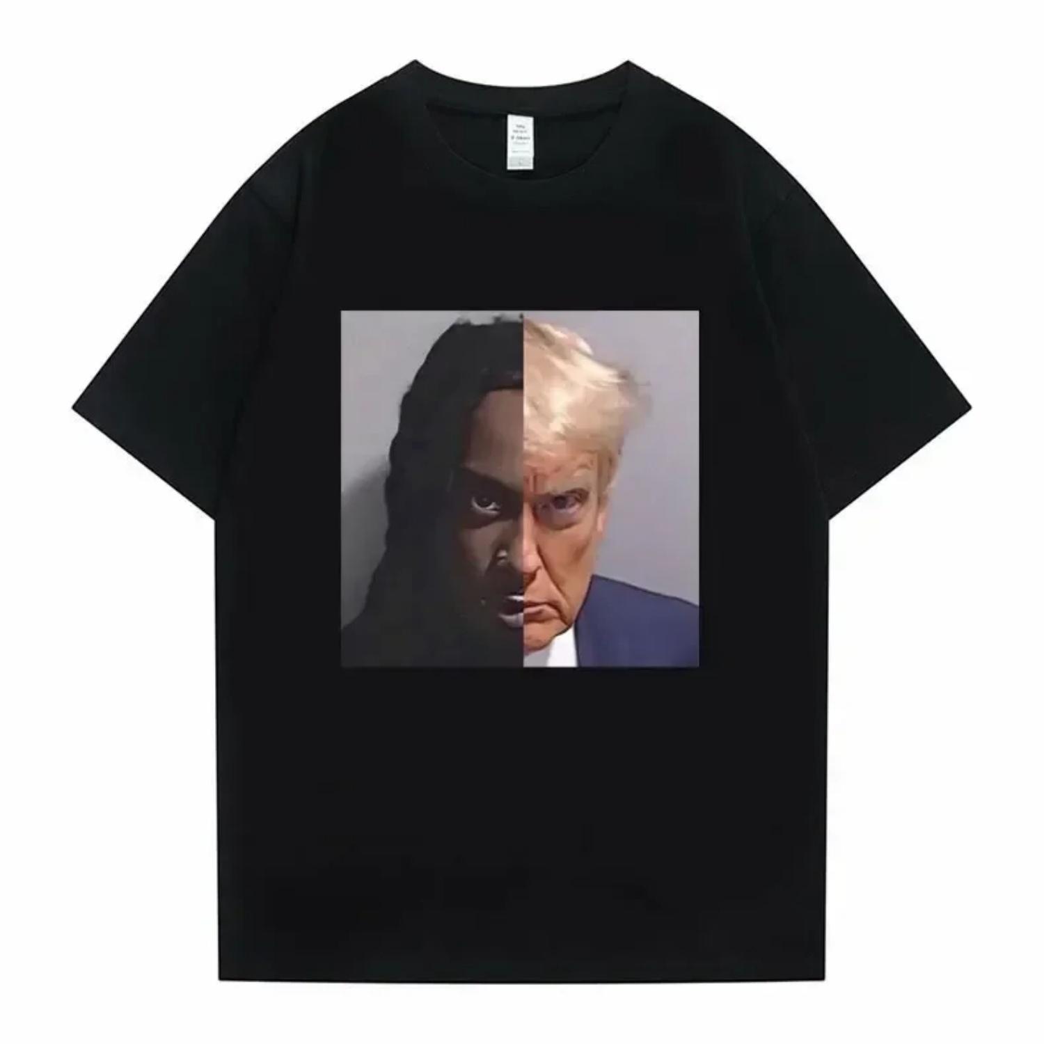 

Футболка с изображением рэпера Playboi Carti и фоторобота Дональда Трампа Мужская Женская Смешной Рэп Мем Нарцисс Опиум Whole Lotta Red Die Lit WLR Футболка S чёрный