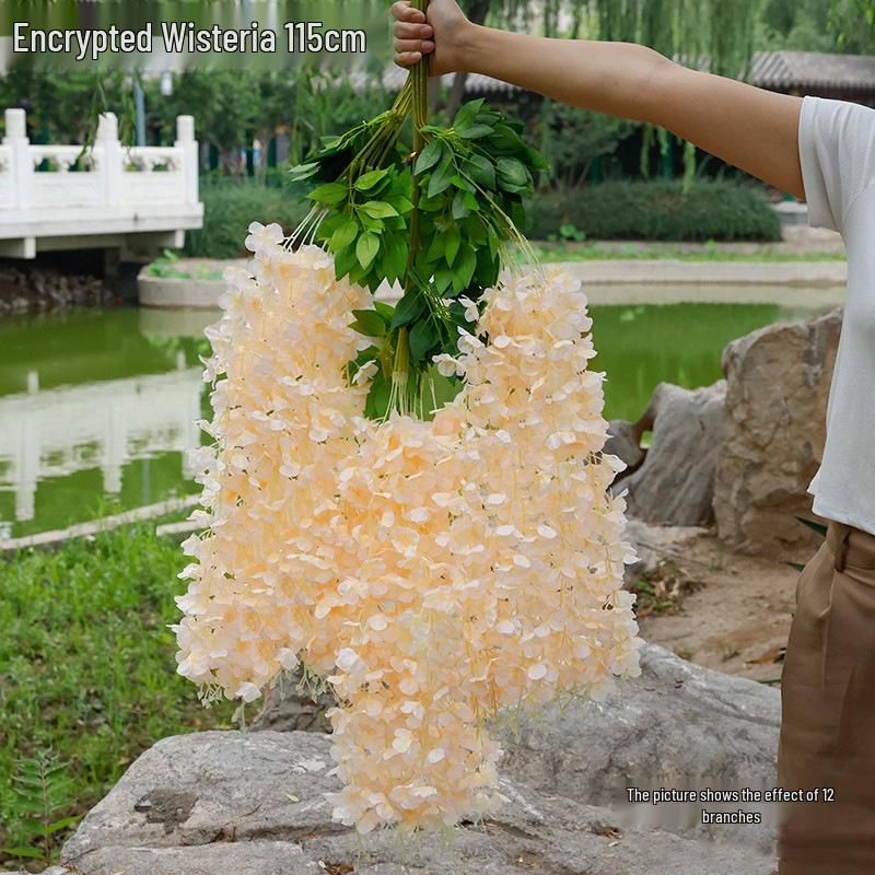 Artificial Wisteria Flower Garland: Violet Hanging Silk Vine for Weddings and Ceiling Decor