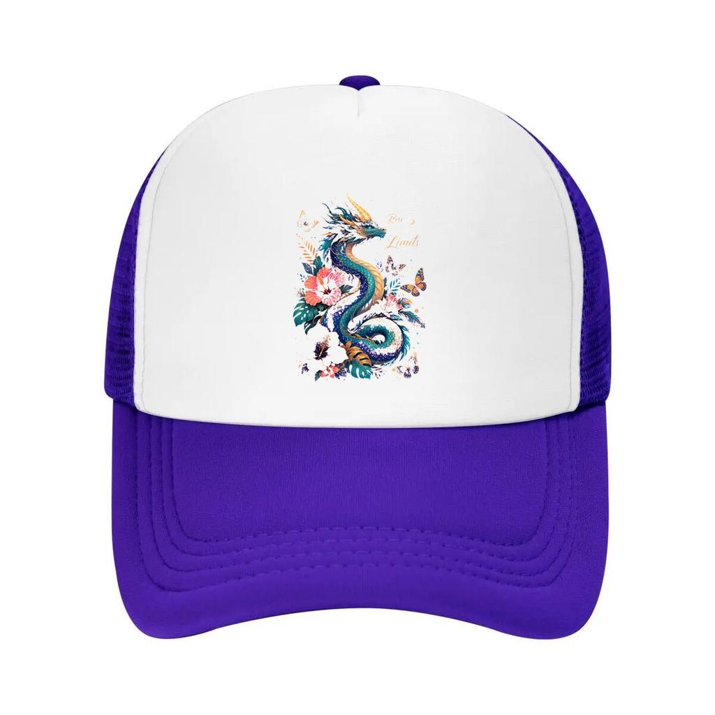 Mystic Rainbow Dragon Bloom Fantasy Mesh Baseball Cap Casual Hat Outdoor For Womens Unisex FeUnisex