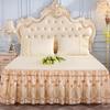 Princess Lace Bed Skirt Floral Embroidery Bed Skirt Non-slip Bed Cover Queen King Bedspread Bedding Mattress Cover Bedding Decor