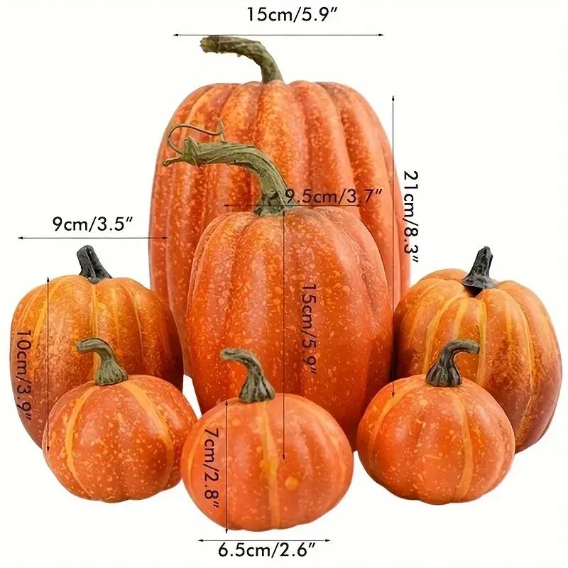 7 PCS Artificial Fake Pumpkin Decorative Foam Pumpkin Figurine Realistic Multifunctional for Table Centerpieces Halloween Decora