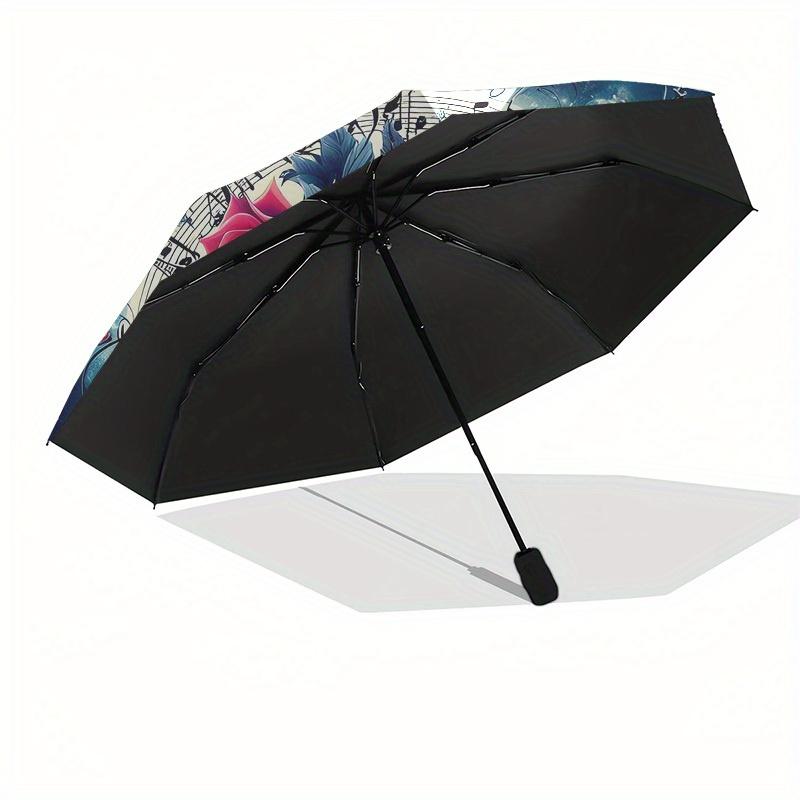1pc Music Notes Rose Floral Design Umbrella with Plastic Handle,Suitable for All Seasons Home Travel Outdoor UmbrellaM1333