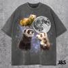 Three Ferret Moon Shirt, Vintage Mustela Galaxy Tee, Retro Cosmic Ferret Graphic Top, Ferret Lover Gift, Space Animal Streetwear, Polecat