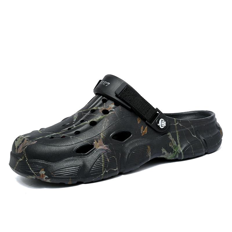 Fashion Summer Men Hole Shoes EVA Thick Bottom Slippers Casual Non-Slip Outdoor Slippers Beach Water Shoes Home Casual Slide Sandals