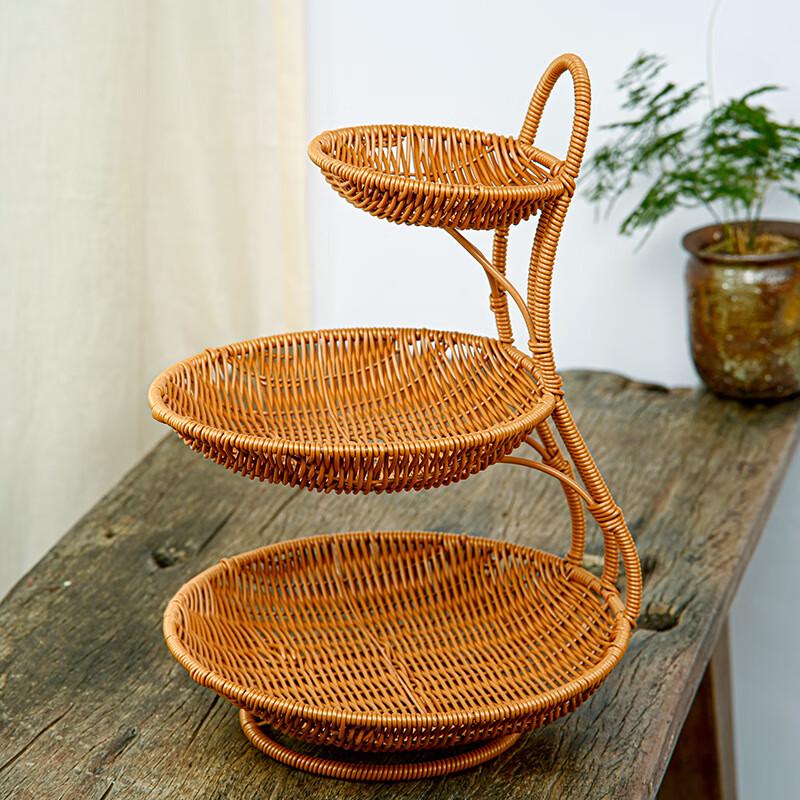 Hand-Woven Multi-Layer Imitation Rattan Storage Basket