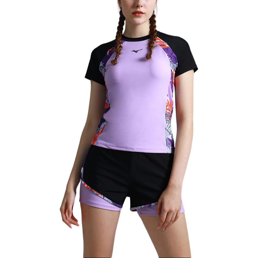 

Mizuno Casual Slim Fit Short Sleeve Top Comfortable Shorts Swimwear Set Women swimwear Black N2CG1305-09 S