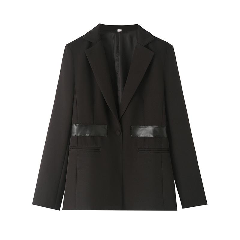 

Элегантный винтажный офисный женский пиджак с отложным воротником и пуговицами, пальто с длинным рукавом, модные универсальные пиджаки для осени и зимы L чёрный