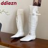 Fashion Fashion Pointed Toe Women Knee High Boots Female Buckle Shoes Party Modern Ladies Long Boots With Height Increasing Shoes