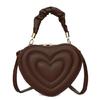 Solid Shoulder Crossbody Bag PU Leather Heart Shape Handbag for Daily Activity