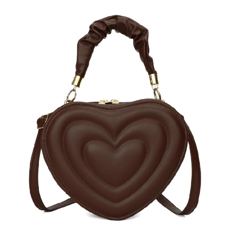 Solid Shoulder Crossbody Bag PU Leather Heart Shape Handbag for Daily Activity