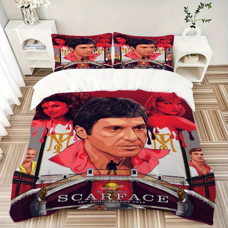 3Pcs Scarface Push Limit Bedding Set Soft Fabric Duvet Cover Pillowcases Home Christmas Xmas Halloween Gift 1 Duvet Cover 2 Pillowcase L1269