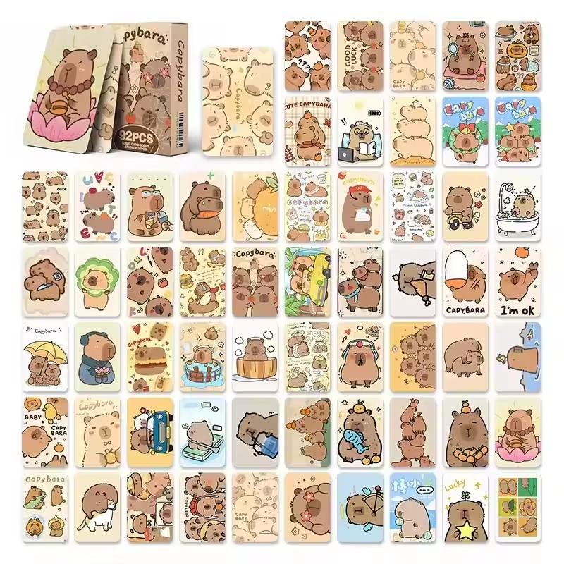 92pcs Anime Capybara Lomo Fun Collection Card Puppet Gate Secret Water Porpoise Cute Strange Cosplay Sticker