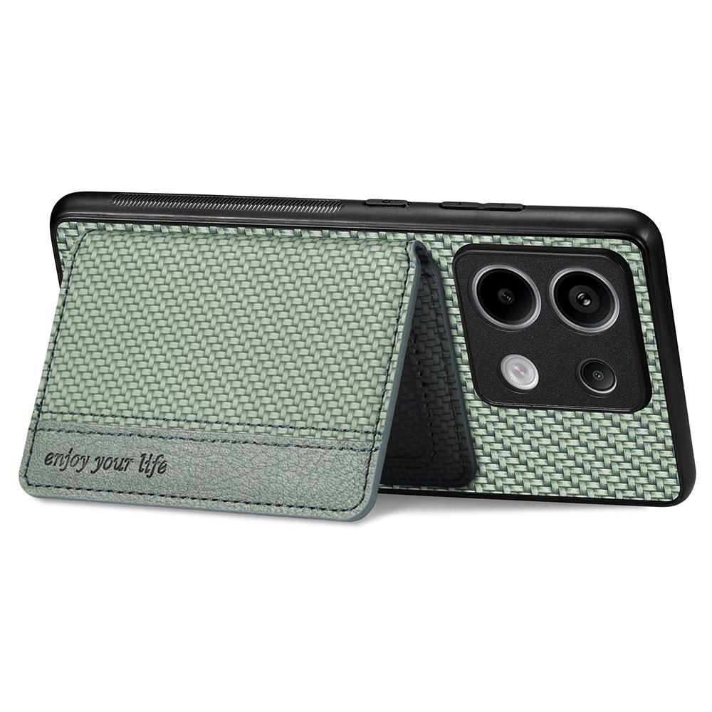 For Xiaomi Redmi Note 13 Pro 5G/Poco X6 5G Case Slim-Fit Kickstand Carbon Fiber Texture Protective Shell