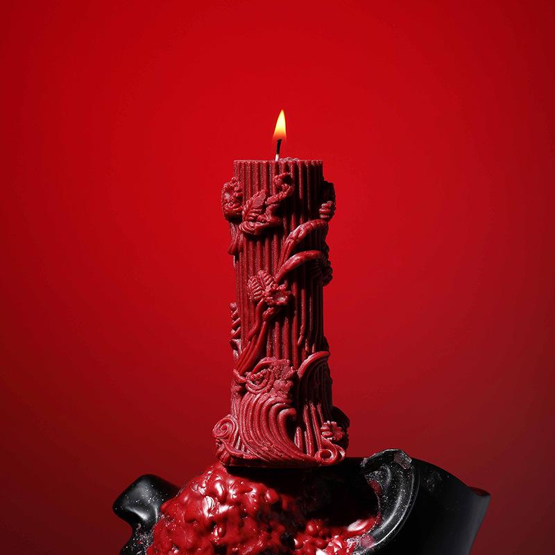 European 3D Pattern Scented Candle - Elegant Low-Temperature Pillar for Home Decor & Romantic Ambiance