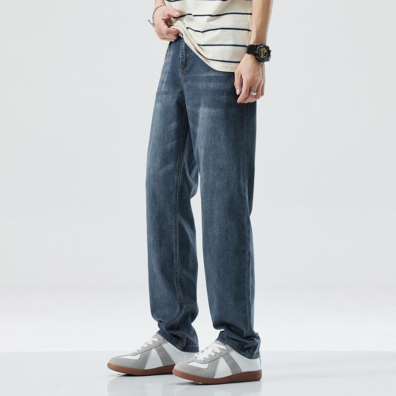Men's 2026 Summer Elastic Wide Leg Denim Jeans – Casual, Simple, Trendy, Versatile