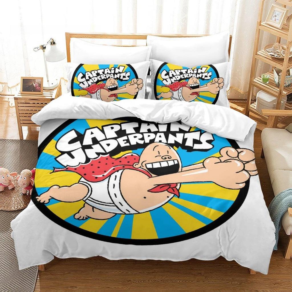 Fashion Cartoon Kawaii Captain Underpants Bedding Set Single Twin Full Queen King Size Bed Set Adult Kid Bedroom Duvetcover Sets