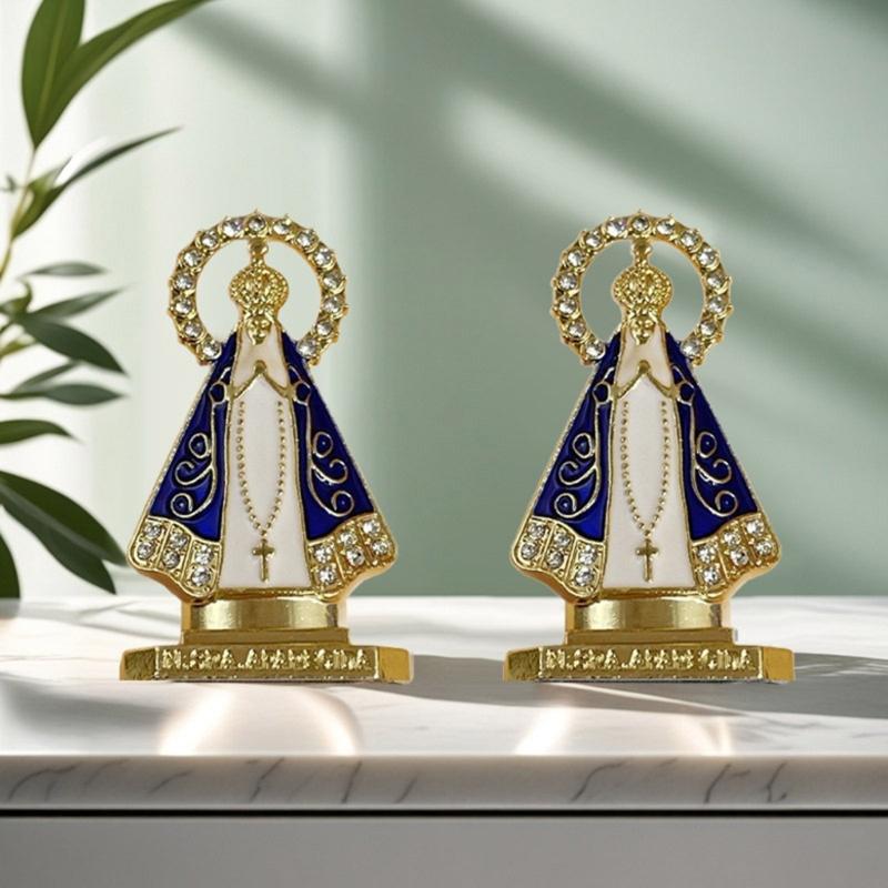 62KD Alloy Ritual Artifact With Precise Engravings Enamel Rhinestones Figurine For Prayer Corner And Collectors' Ornament