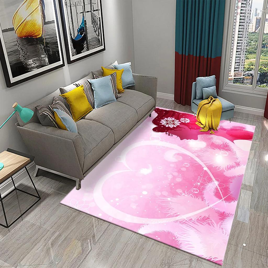 3D Lovely Cute Cartoon Pink Girl Carpet Girl Teen Bedroom Living Room Door Entrance Decoration Rug Bathroom Kitchen Non-slip Mat