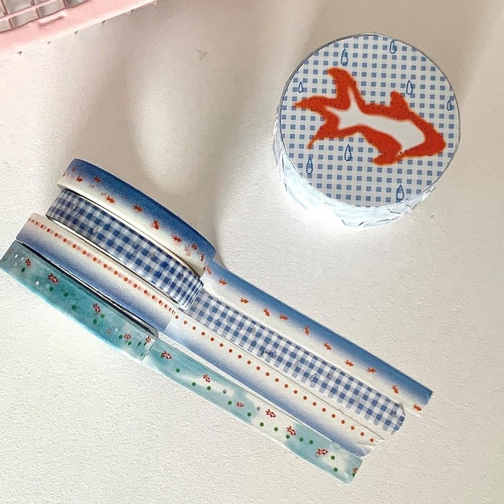 Adhesive Washi Tape Set 4 Rolls Scrapbooking Tape Retro Decorative Tape Notebook Decoration