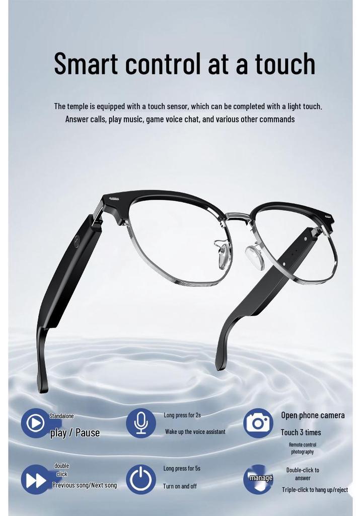 AI Translation GS16 Smart Bluetooth Sunglasses – Metal Frame, Lightweight, Light-Blocking, Cross-Border Style