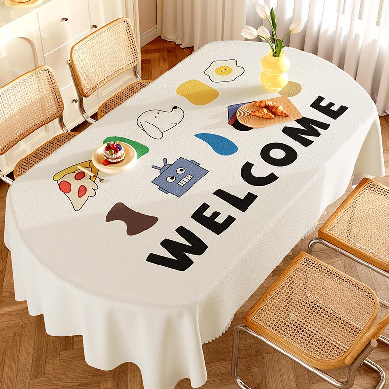 Luxury Cartoon Printed Waterproof Tablecloth High-End Lambskin Table Cover for Living Room Soft Easy-Care Furniture Protector