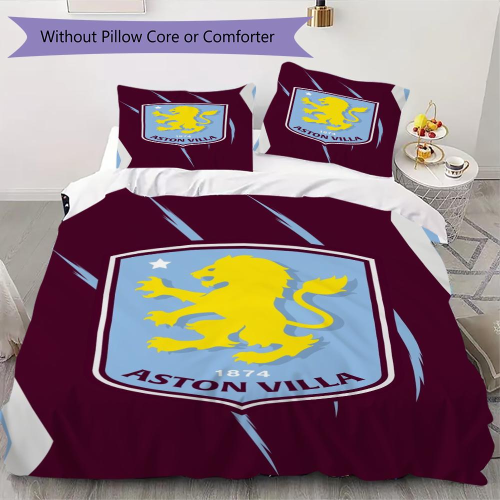 Biancheria da letto con motivo Aston Villa, Set piumone Copripiumone Federa Regalo di Compleanno per la Casa(1 * copripiumino + 2 * federa, senza nucleo)_lx