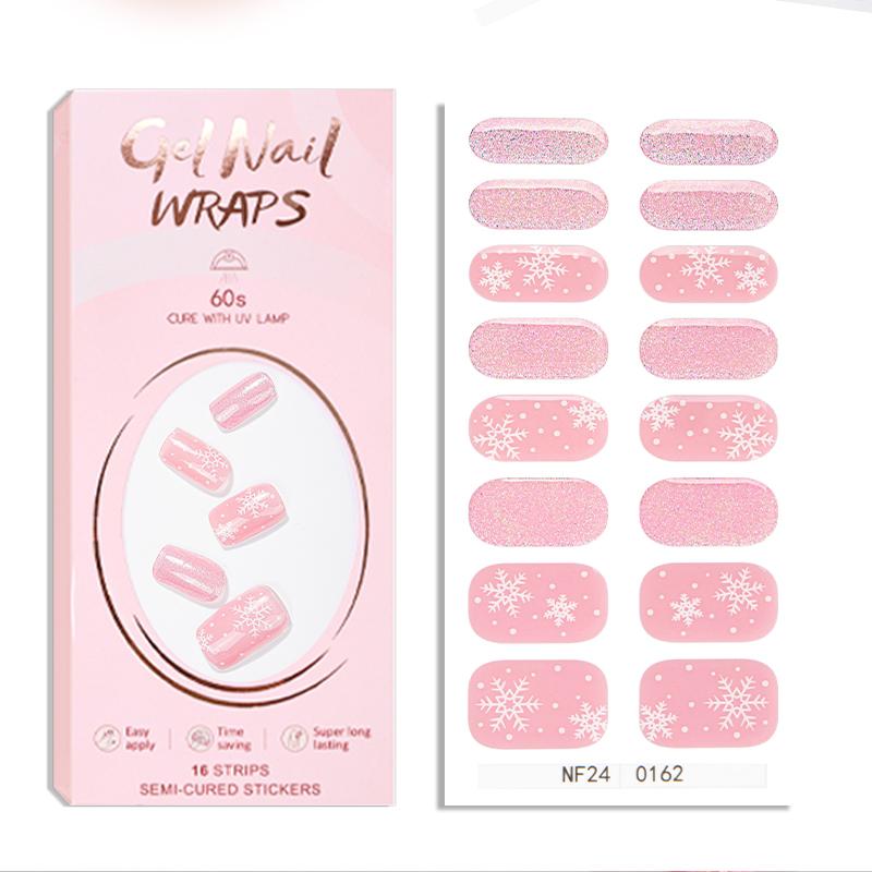 Christmas Design Gel Nail Wraps New Design Gel Nail Stickers Semi Cured Gel Nail Strips