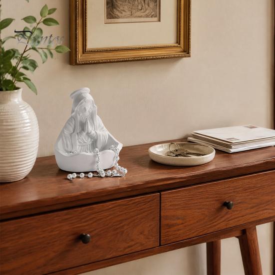Rosenkranzhalter für Gebet Statue Unsere Liebe Frau von der Gnade, Halter für die Jungfrau Maria, Figur der Seligen Mutter, Katholisches Religiöses Heim-Mittelstück Dekoration Altar