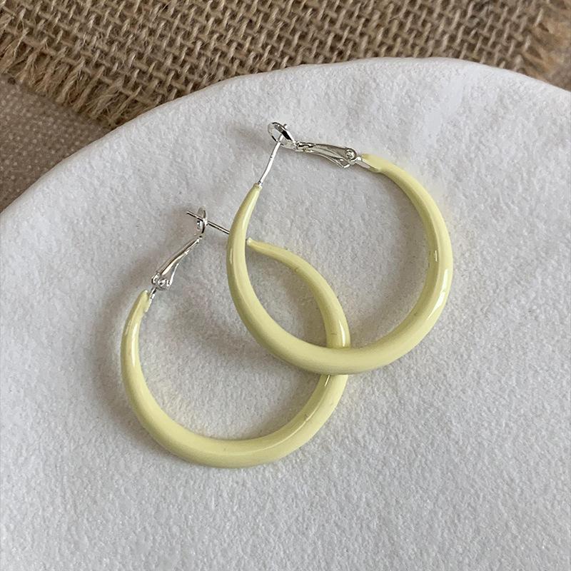 Sweet Dopamine Oil Drop Earrings Women's Niche Senior Sense Vein Circle Design Elegant Simple Versatile Hoop Ear Jewelry
