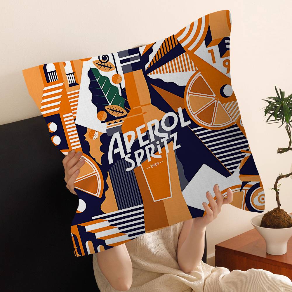 A-Aperol S-Spritz Pillow Cushion Cover Pillowcase Living Room Sofa Home Decor