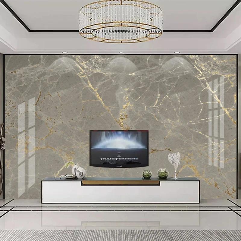 3D-Tapete Modern Goldgrau Marmor Wandbild Wohnzimmer TV Sofa Luxus Wandbild Heimdekoration Wandmalerei