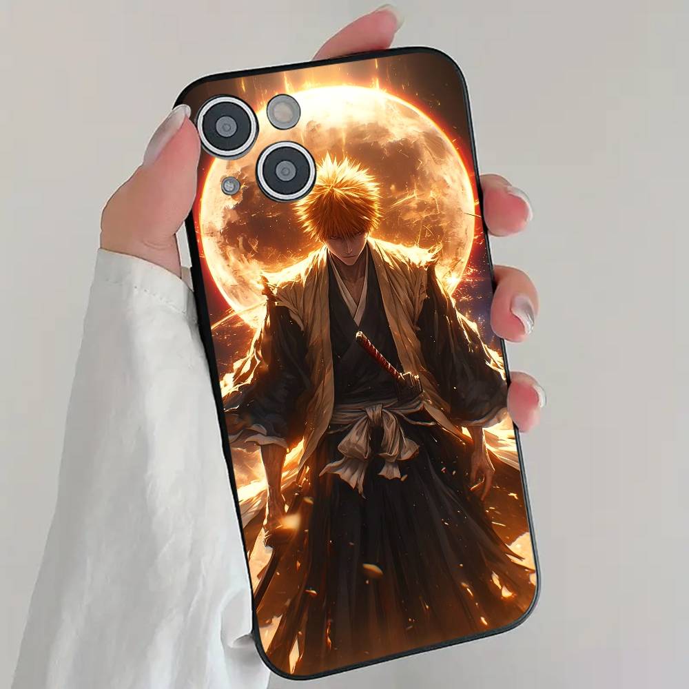 Anime B-Bleach Phone Case Cool Black Silicone Soft For IPhone 16 15 14 13 12 11 X XR Plus Pro Max Plus