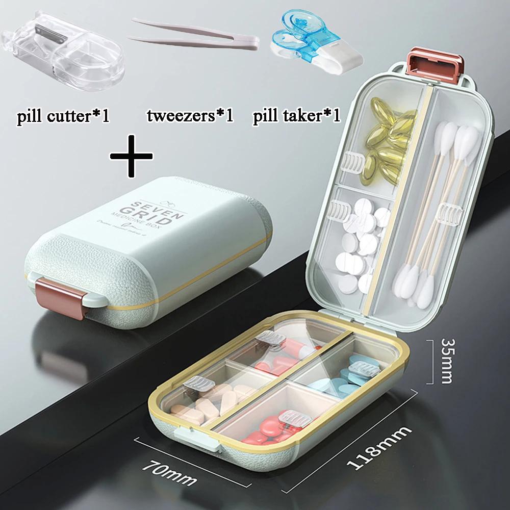 7 Grids Weekly Portable Travel Pill Box Sealable Moisture-Proof Pills Container Storage Tablets Vitamin Medicine Organizer