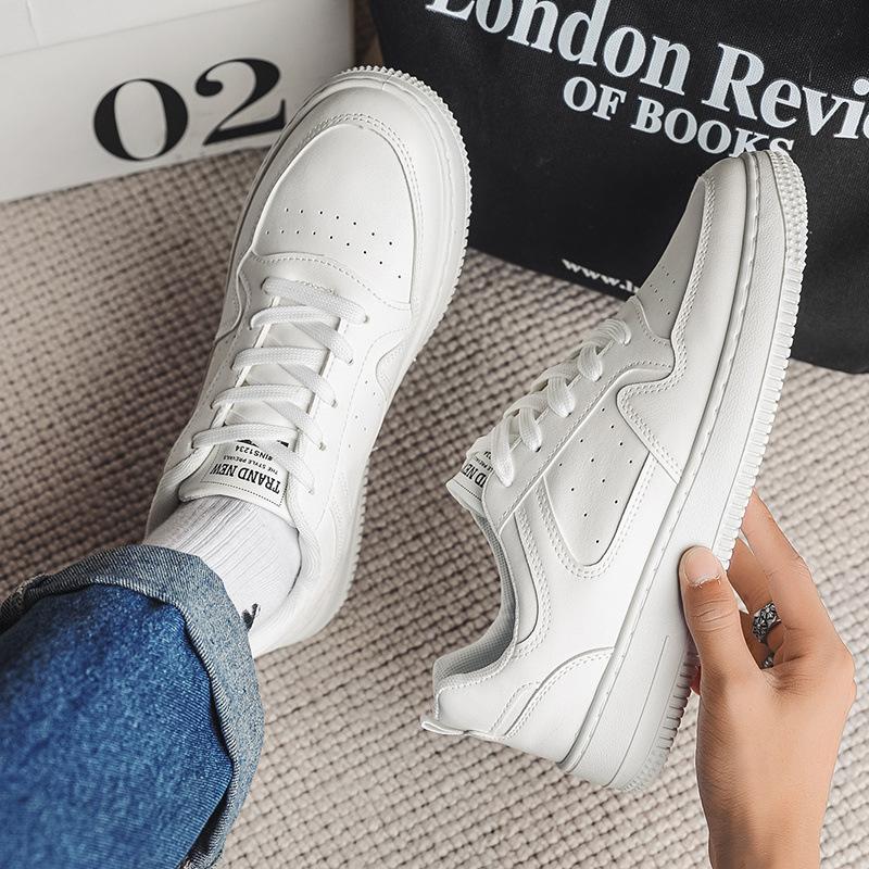 Men's shoes summer new breathable little white shoes platform black board shoes versatile work waterproof and non-slip pure black shoes men